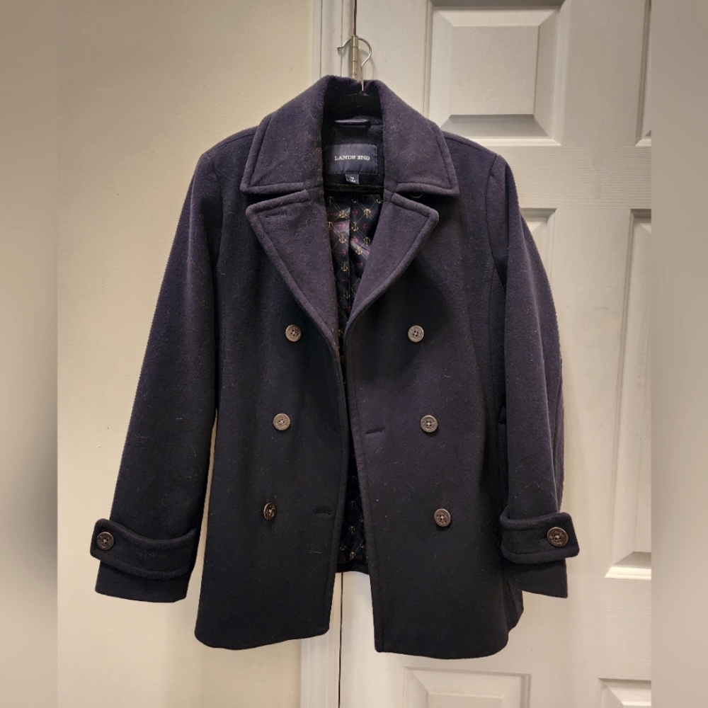 Navy blue peacoat wool and cashmere blend